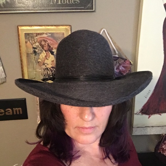 Grey wool large brimmed custom made hat - OS - Picture 6 of 6